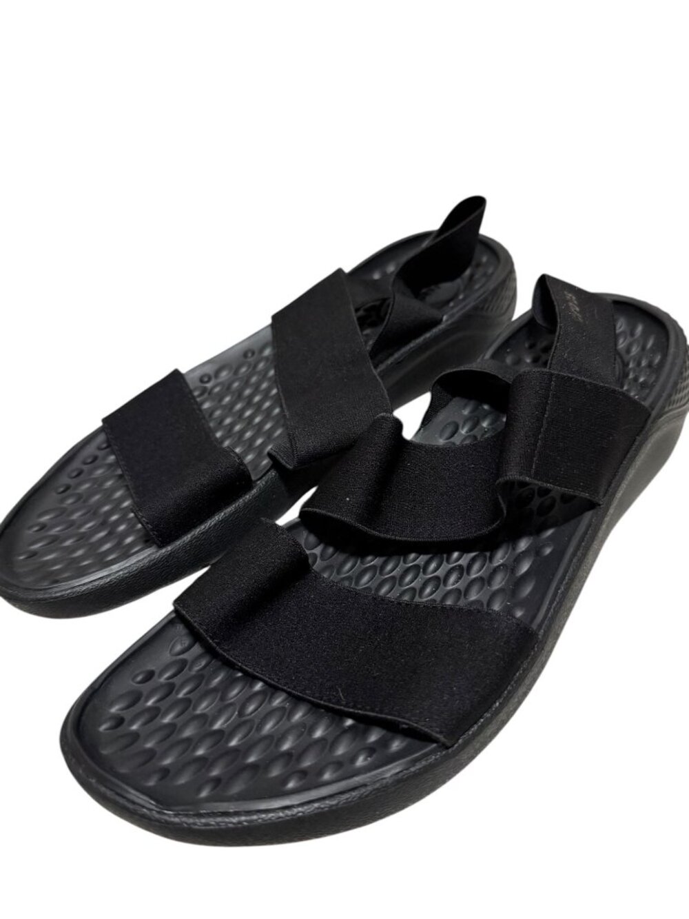 Crocs Womens Size 10M Lite Ride Sandals Slingback Black Strappy Elastic Comfort
